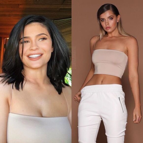Meshki Tops - Meshki Crop Top Medium Beige - Seen on Kylie Jenner